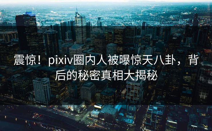 震惊！pixiv圈内人被曝惊天八卦，背后的秘密真相大揭秘