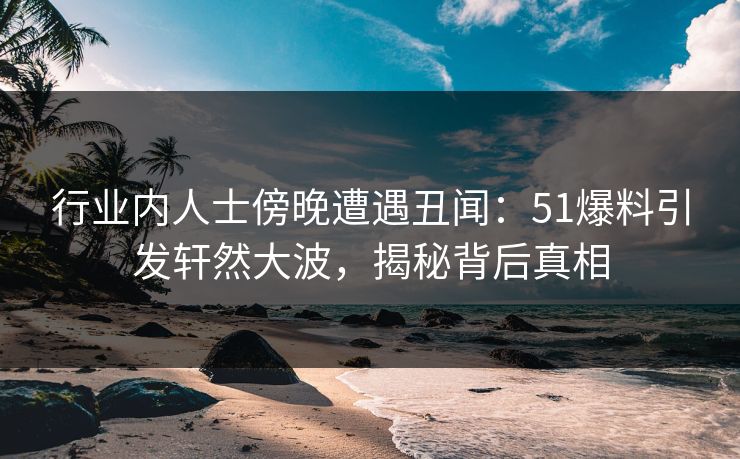 行业内人士傍晚遭遇丑闻：51爆料引发轩然大波，揭秘背后真相