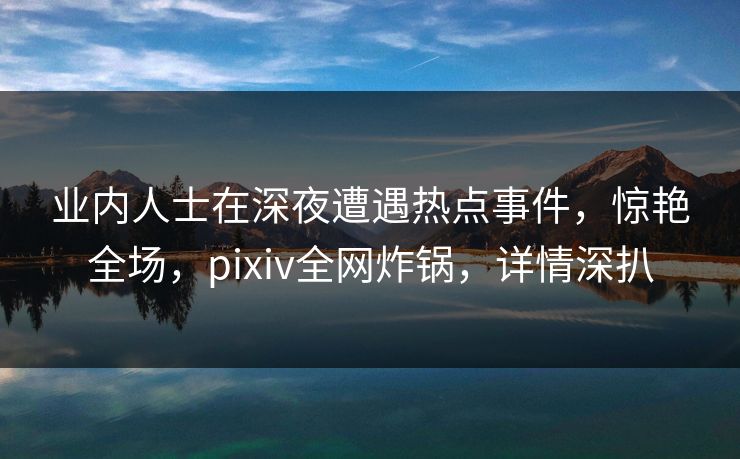 业内人士在深夜遭遇热点事件，惊艳全场，pixiv全网炸锅，详情深扒