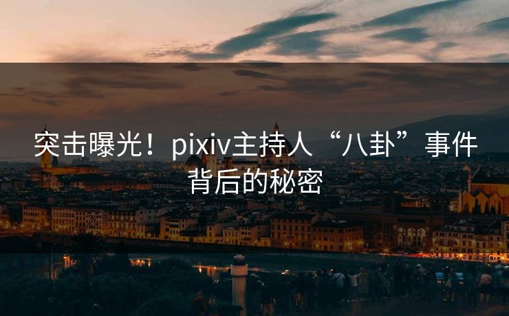 突击曝光!pixiv主持人“八卦”事件背后的秘密 突击曝光!pixiv主持人“八卦”事件背后的秘密