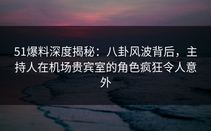 51爆料深度揭秘：八卦风波背后，主持人在机场贵宾室的角色疯狂令人意外