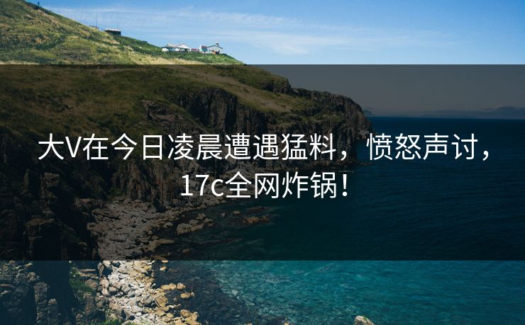 大V在今日凌晨遭遇猛料，愤怒声讨，17c全网炸锅！